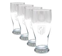 CYPBRANDS Atlético de Madrid, Vaso de Cerveza, Vidrio, Resistente y Apto para Lavavajillas y Microondas, Capacidal 565 ML Producto Oficial (Paquete de 4)