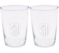 CYPBRANDS Atlético de Madrid, Vaso de Sidra, Vidrio, Resistente, y Apto para Lavavajillas y Microondas, Capacidad 500 ML, Producto Oficial (Paquete de 2)