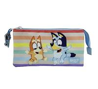 CYPBRANDS Bluey-Estuche Triple, Portatodo, 5 Compartimentos, Preescolar, Estuche, Bingo, Multicolor, Producto Oficial