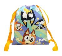 CYPBRANDS Bluey, Mochila, Preescolar, Material Escolar, Mochila Saco, Bolsa con Cuerdas, Bolsa, Light Waves, Color Azul, Producto Oficial
