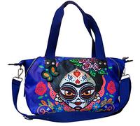 CYPBRANDS Catrinas Bolso con Laterales Ampliables, Matilda, Calaveras, Bolsas, Color Azul, Talla única, Producto Oficial