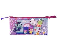 CYPBRANDS CyP Brands-Gabby, Portatodo Triple, Estuche Escolar 3 Compartimentos, Licencia Oficial, Diseño Colorido, para Niñas, Idea Escolar