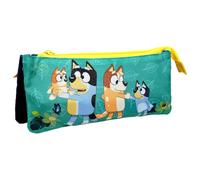 CyP Brands Estuche triple 22 cm – Portatodo con 3 compartimentos y cremalleras Bluey para niño y niña
