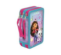 CYPBRANDS Gabby Dollhouse, Plumier, Estuche de 3 Pisos, Material Escolar, Multicolor, Producto Oficial