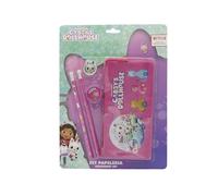 CYPBRANDS Gabby, Set de Papeleria, Escritura, Estuche, Goma de Borrar, Sacapuntas, Lapiceros, Color Rosa, Producto Oficial