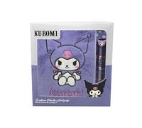 CYPBRANDS Hello Kitty, Sanrio, Kuromi, Set de Regalo, Cuaderno, Cuaderno de Peluche, Bolígrafo, Color Morado, Producto Oficial
