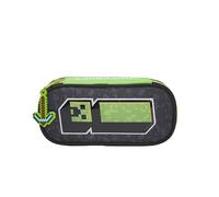 CYPBRANDS-Minecraft, Estuche, Portalápices, Papelería, Oficina, Material escolar, Organizador, Color Negro, Producto Oficial