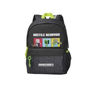 CYPBRANDS- Minecraft, Mochila Escolar, Adaptable a Trolley, Grande, Ligera, Resistente, Color Negro, Producto Oficial