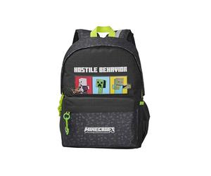CYPBRANDS- Minecraft, Mochila Escolar, Adaptable a Trolley, Grande, Ligera, Resistente, Color Negro, Producto Oficial