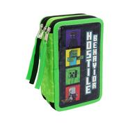 CYPBRANDS- Minecraft, Plumier, Estuche de 3 pisos, Con Material Escolar, Multicolor, Producto Oficial