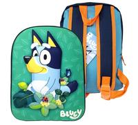 CYPBRANDS Mochila 3D de 33x26cm, Mochila Escolar Infantil para Niños y Niñas, Regalo Cumpleaños, Navidad, Reyes, Material Escolar, Vuelta al cole (Mochila 3D Bluey, color verde)