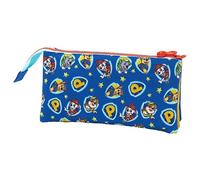 Paw Patrol - Estuche Triple, Portatodo con 5 Compartimentos, con Cremallera Jumbo, Colores Azul y Amarillo, Producto Oficial (CyP Brands)