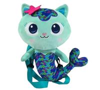 CYPBRANDS Peluche Gato Verde Mercat Gabby de 38cm, Mochila con Cremallera y Cintas Ajustables, Ideal para Niños y Niñas