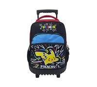 CYPBRANDS - Pikachu Mochila con Carro Compacto, Multicolor Colorful, Resistente, Mochila Escolar con Ruedas, Regalo para Niños, Producto Oficial