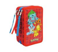 CYPBRANDS- Pokémon, Estuche, Plumier de 3 Pisos, Material Escolar, Multicolor, Producto Oficial