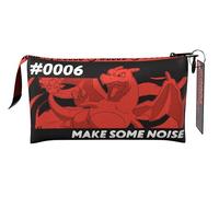 CYPBRANDS- Pokémon- Estuche Triple, Portatodo, 5 compartimentos, Material Escolar, Estuche Trolley, Charizard, Color Negro, Producto Oficial