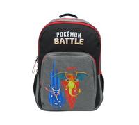 CYPBRANDS-Pokémon-Mochila escolar, Mochila, Adaptable a carro, Material escolar, Backpack, Battel, Color Gris, Producto Oficial