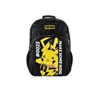 CYPBRANDS-Pokémon-Mochila escolar, Mochila, Adaptable a carro, Material escolar, Backpack, Pikachu, Color Negro, Producto Oficial