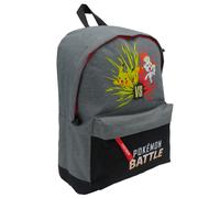 CYPBRANDS-Pokémon- Mochila juvenil, Adaptable a carro, Trolley, Material escolar, Backpack, Battle, Color Gris, Producto Oficial