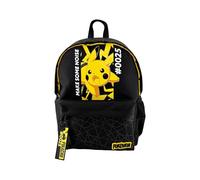 CYPBRANDS-Pokémon- Mochila juvenil, Adaptable a carro, Trolley, Pikachu, Material escolar, Backpack, Color negro, Producto Oficial