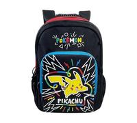 CYPBRANDS Pokémon- Mochila, Pikachu, Mochila escolar, Adaptable a carro, Material escolar,Backpack, Color negro, Producto Oficial