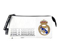 CyP Brands- Real Madrid, Estuche, Portatodo Triple, Material Escolar, Color Blanco, Producto Oficial