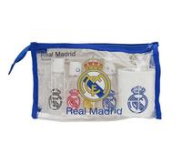 CYPBRANDS- Real Madrid, Neceser, Bolsa de aseo, Bolsa de Viaje, Estuche, Transparente, Producto Oficial