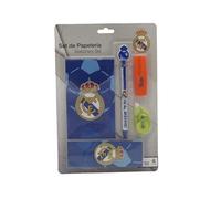 CyP Brands- Real Madrid, Set de Papelería, Escritura, Marcapáginas, Subrayador, Corrector,Bolígrafo, Block de Notas, Color Blanco, Producto Oficial