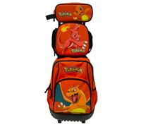 CYPBRANDS Set Trolley Compacto, Escolar, Viaje,3 Pcs, Lonchera, Estuche, Color Naranja, Producto Oficial