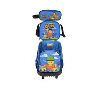 CYPBRANDS Set Trolley Compacto, Escolar, Viaje, 3 Pcs,Lonchera, Estuche, Color Azul, Producto Oficial, Stumble Guys