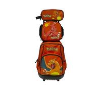 CYPBRANDS Set Trolley Compacto, Escolar, Viaje,3 Pcs, Lonchera, Estuche, Color Naranja, Producto Oficial