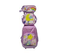 CYPBRANDS Set Trolley Compacto, Escolar, Viaje, 3 Pcs,Lonchera, Estuche, Color Rosa, Producto Oficial, Care Bears