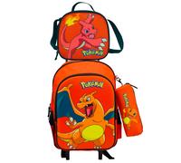 CYPBRANDS Set Trolley Funcional, Escolar, Viaje, 3 Pcs,Lonchera, Estuche, Color Naranja, Producto Oficial