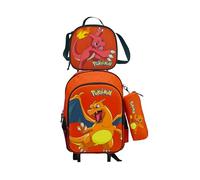 CYPBRANDS Set Trolley Funcional, Escolar, Viaje, 3 Pcs,Lonchera, Estuche, Color Naranja, Producto Oficial