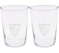 CYPBRANDS Sevilla F.C., Vaso de Sidra, Vidrio, Resistente, Apto para Lavavajillas y Microondas, Capacidad 500 ml, Producto Oficial (Paquete de 2)