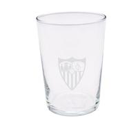 CYPBRANDS Sevilla F.C., Vaso de Sidra, Vidrio, Resistente, Apto para Lavavajillas y Microondas, Capacidad 500 ml, Producto Oficial