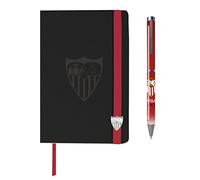 Sevilla- Pack de Regalo, Agenda, Bolígrafo, Set de Agenda y bolígrafo, Escritura, Fútbol, Color Rojo, Producto Oficial (CyP Brands)
