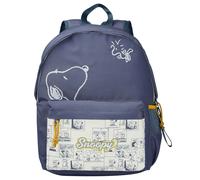 CYPBRANDS-Snoopy Mochila juvenil, Adaptable a carro, Trolley, Material escolar, Backpack, Color Petróleo, Producto Oficial