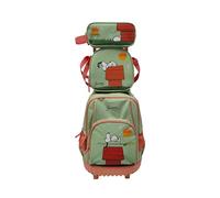 CYPBRANDS Snoopy Set Trolley Compacto Escolar Viaje 3 Pcs Lonchera Estuche Color Verde Producto Oficial