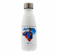 CyP Brands- Superman- Botella de agua de acero, Bidón, Cantimplora, Cierre Hermético, 550 ml, Color blanco, Producto Oficial