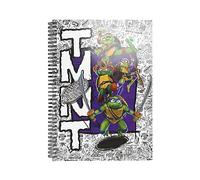 CYPBRANDS Tortugas Ninja- Cuaderno Folio 80 Hojas, Ninja Turtle, Tapa Dura, Cuadrícula 4x4 mm, Espiral, Material escolar, Multicolor, Producto Oficial
