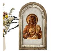 cypreason Imagen del Sagrado Jesús, Arte Pared Vintage Madera, Madera Vintage Divina Misericordia Cristianismo Católico, Jesús Sacre Corazón Adorno para Decoración Navidad