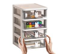 Cypreason Organizador cosmético Cajones de maquillaje cajón caja de escritorio torre de almacenamiento de con cajones conejo mango cosmético caja de almacenamiento cómoda transparente