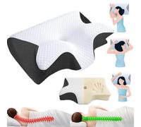 Cyqfei Comfy Sleepers Pillows, Memory Foam Cervical Pillow - Neck & Shoulder Support, Comfy Pillow Relieves Neck & Back Pain for Side/Stomach/Back Sleepers, Improves Overall Sleep Quality (Black)