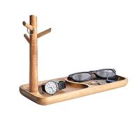 CYQGDKF Bandeja de madera para llaves para mesa de entrada, bandeja de joyería, bandeja de captura con organizador colgante de 3 soportes, para anillos, teléfono, pulseras y relojes