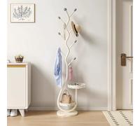 CYQQRDZSW Perchero de Pie de Metal, Burro Ropa con Forma de Árbol para Recibidor, Coat Rack para Chaquetas con Cesta Almacenamiento para Colgar Ropa y Sombreros(White)