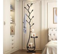 CYQQRDZSW Perchero de Pie de Metal, Burro Ropa con Forma de Árbol para Recibidor, Coat Rack para Chaquetas con Cesta Almacenamiento para Colgar Ropa y Sombreros(Black)