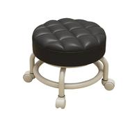 CYQQRDZSW Silla Tocador con Ruedas Taburete de Pedicura Redondo Genérico Ruedas Giratorias para Oficina Cocina Taller de Reparaciones Pedicura Garaje(Black)