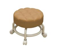 CYQQRDZSW Silla Tocador con Ruedas Taburete de Pedicura Redondo Genérico Ruedas Giratorias para Oficina Cocina Taller de Reparaciones Pedicura Garaje(Brown)