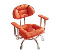 CYQQRDZSW Taburete bajo con Ruedas, Taburete con Respaldo, Ruedas de 360 Grados, Taburetes con Rueda, Cuero PU, Respaldo Ergonómico Tapicería, para Hogar, Tienda, Manicura(Orange)